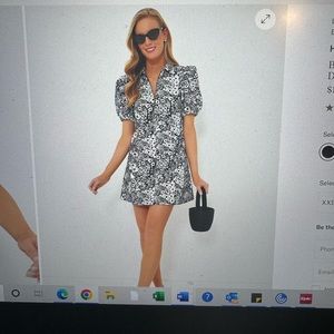 Black Floral Front Zip mini dress